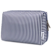 Narwey sac maquillage voyage bleu rayé, organisation élégante pour vos indispensables.