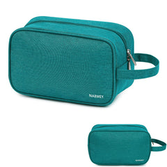 Narwey trousse de toilette voyage turquoise avec ouverture large, accès rapide à vos produits.