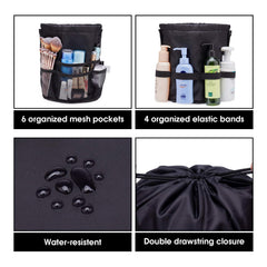 Narwey trousse maquillage cordon large noir doublure renforcee, protection des produits