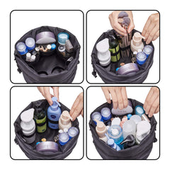 Narwey trousse maquillage cordon large noir poches mesh, accès rapide à l'essentiel