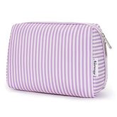Narwey trousse maquillage rayures violet — vue avant pour rangement élégant et pratique.
