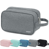 Trousse Narwey gris vue de face, grande capacité pour soins et cosmétiques.