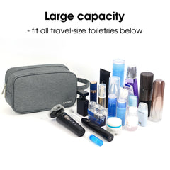 Ouverture large et forme rectangulaire permettant à la trousse Narwey gris de se tenir seule.