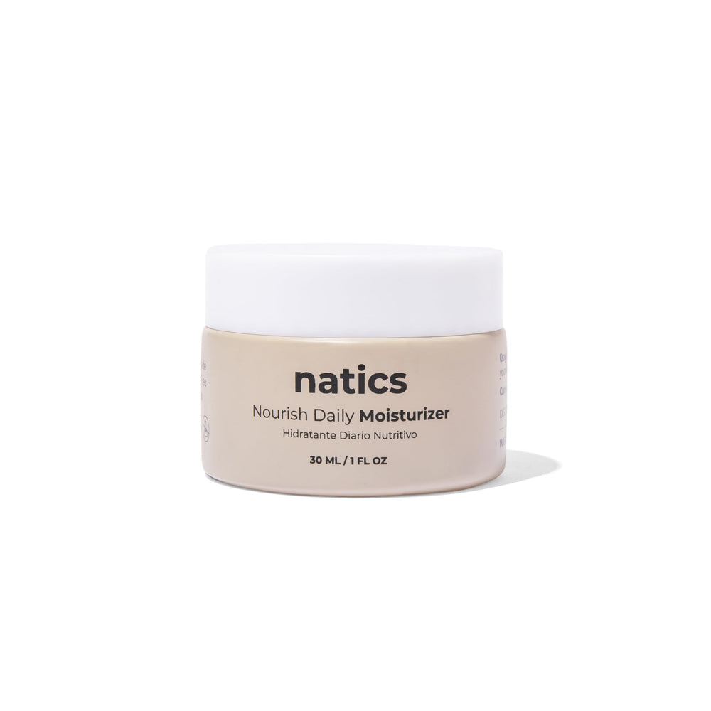 Natics Hydratant Quotidien Visage dans un bocal en verre, hydratation légère et durable.