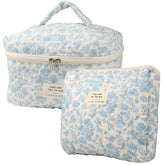 Natinsa sac maquillage coquette bleu nuit avec fleurs, rangement pratique pour le quotidien.