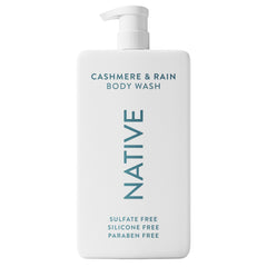 Native Cashmere et Rain – gel douche en flacon, fraîcheur durable.