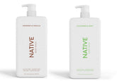 Native douche corporelle Coco Vanille, bouteille-pompe, parfum enveloppant pour une douche nourrissante.
