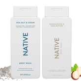 Native Gel Douche pack Sel de Mer et Cèdre, bouteille prête pour une expérience rafraîchissante.