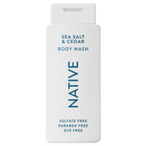 Gel douche Native Sea Salt Cedar dans une bouteille élégante, hydratation légère garantie