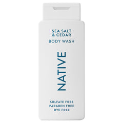 Gel douche Native Sea Salt Cedar dans une bouteille élégante, hydratation légère garantie