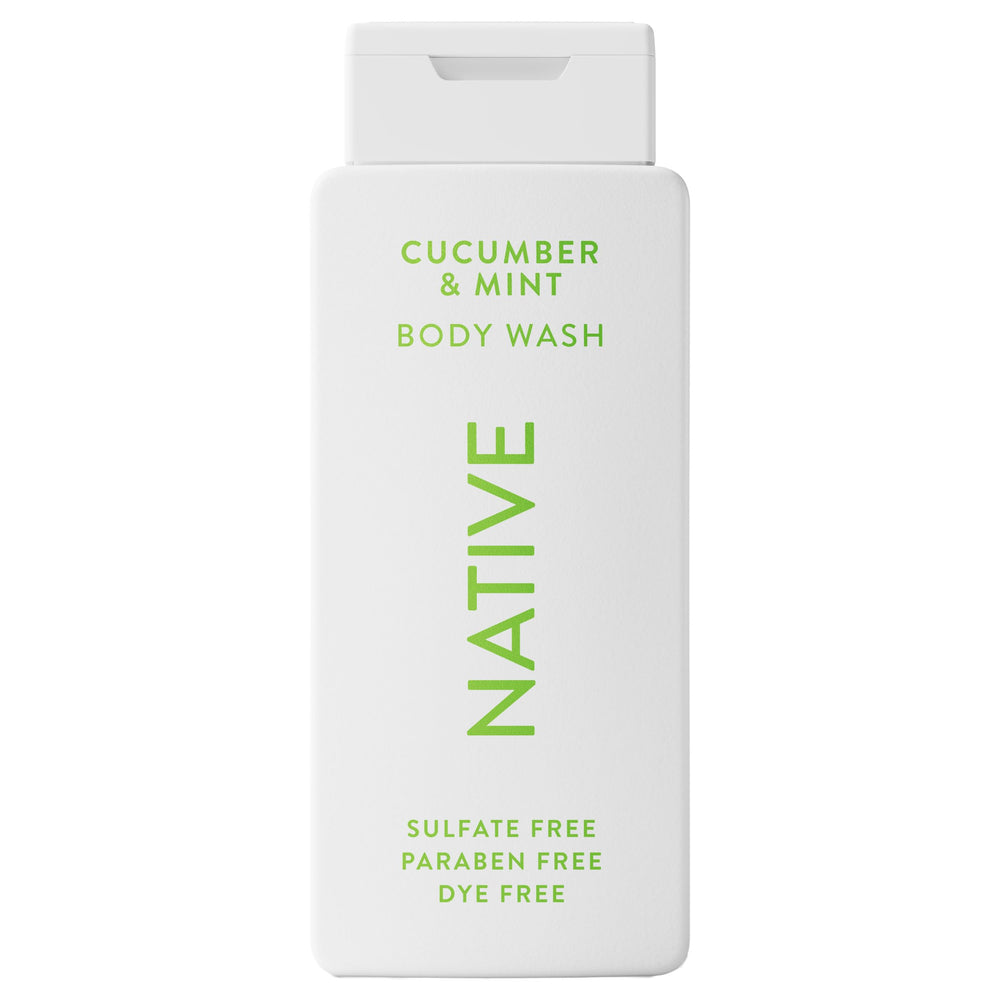 Native Gel Douche Concombre Menthe, bouteille élégante, parfum frais et hydratant.