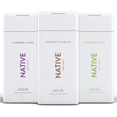 Gel douche Native pack 3 bouteilles, pratique pour la routine familiale.