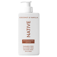 Native Hydratant Corporel, bouteille-pompe, hydratation durable pour peau douce.
