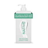 Native Gel Douche Lait de Lys et Sauge Blanche — bouteille prête à hydrater doucement la peau