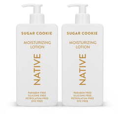 Lotion Native pour le corps Sugar Cookie, bouteille, hydratation durable et parfum festif.
