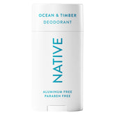 Native Ocean & Timber deodorant stick closeup; smooth texture for effortless daily use.
