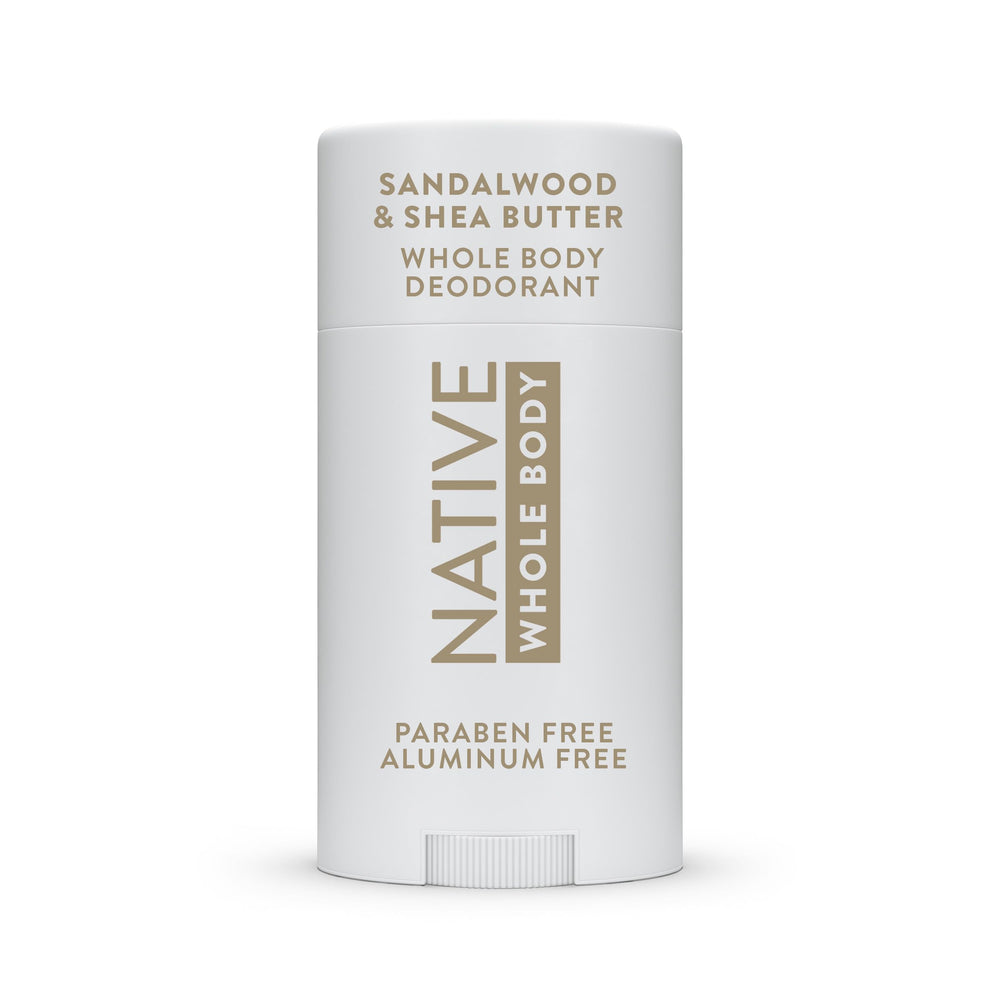 Native sandalwood and shea deodorant stick with a smooth glide.