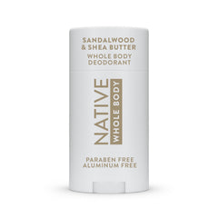 Native sandalwood and shea deodorant stick with a smooth glide.