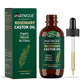 Natnique huile ricin romarin bouteille: soutien croissance capillaire.