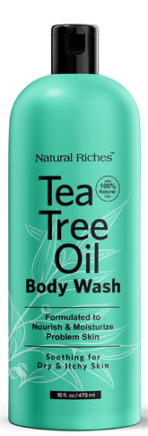 Natural Riches gel douche arbre à thé — bouteille prête pour usage quotidien et fraîcheur durable