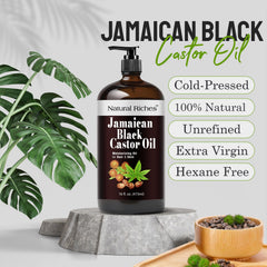 Natural Riches huile ricin noire jamaïcaine, cuir chevelu nourri et revitalisé.