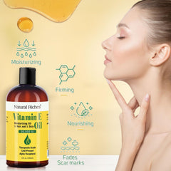 Natural Riches Vitamin E Oil bottle with dropper ideal for scalp care.