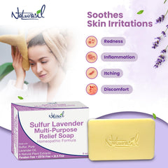 Naturasil savon-barre soufre lavande – tranche du savon montrant la texture naturelle.