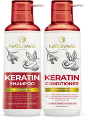 Naturavis Keratine Shampoo bouteille, douceur et démêlage facilité pour tous types de cheveux.