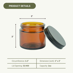 Bocal ambré Nature Packaged 2 oz, réutilisable et facile à nettoyer.