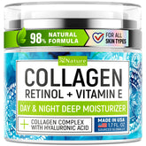 Nature Theory Crème visage collagène retinol hyaluronique avec pompe, hydratation durable.