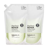 NatureLab.TOKYO shampoing réparation: flacon, cheveux abîmés revitalisés après utilisation