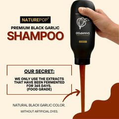 Naturepop Shampoing ail noir – étiquette claire indiquant les ingrédients.