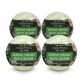 Nature's Beauty Eucalyptus & Tea Tree bath bomb 4-pack pack-shot promotes at-home spa indulgence.