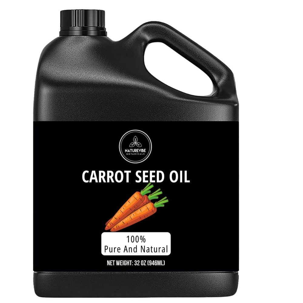 Naturevibe Botanicals Carrot Oil bottle shows pure oil for skin care