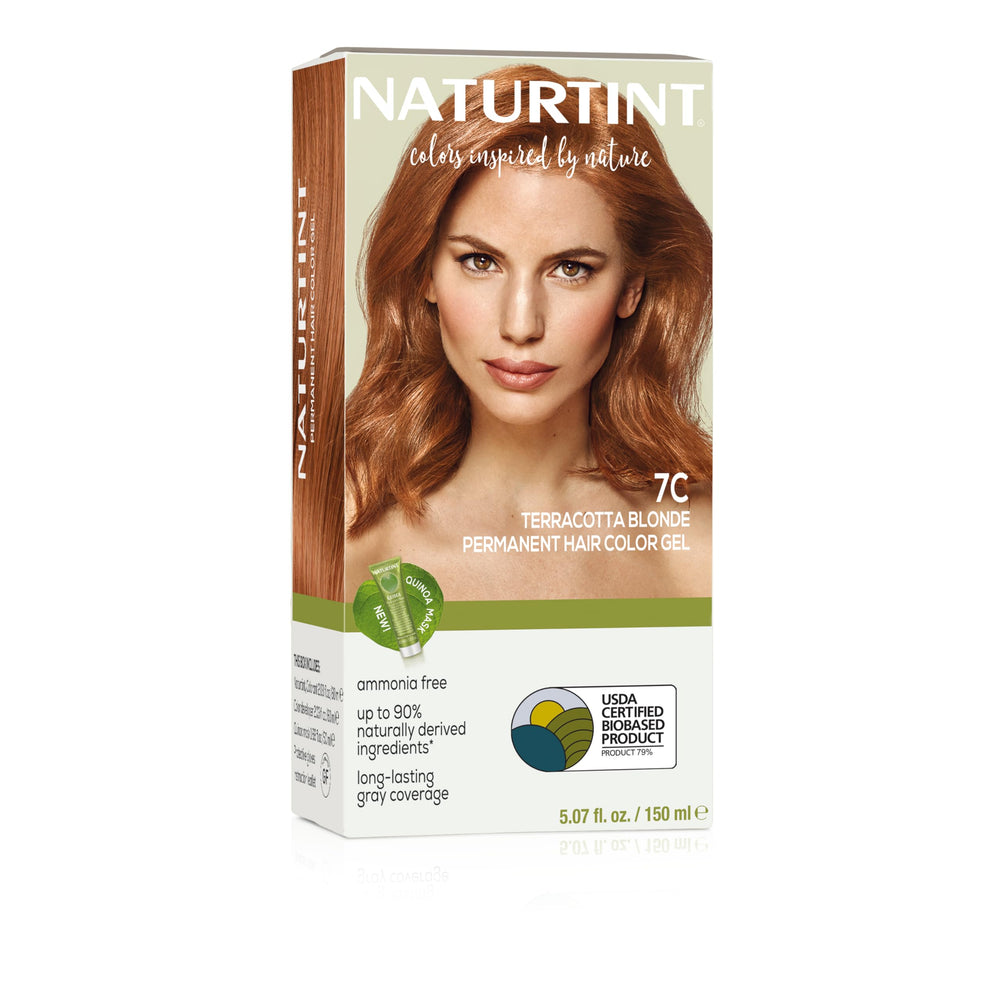 Naturtint 7C Terracotta Blonde, bouteille d'emballage prête pour coloration à domicile.