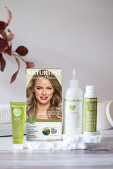 Naturtint 7N Hazelnut Blonde – masque colorant révélant une teinte chaude et naturelle.
