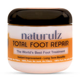 Naturulz Total Foot Repair jar label close-up for nourished, hydrated feet