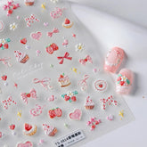 NBNTGH Stickers Ongles Rose Bow Cake, design élégant pour une manucure rapide.