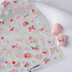 NBNTGH Stickers Ongles Rose Bow Cake, design élégant pour une manucure rapide.