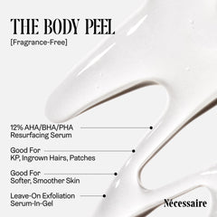 Zone corporelle traitée avec Nécessaire Body Peel, effets potentiels visibles