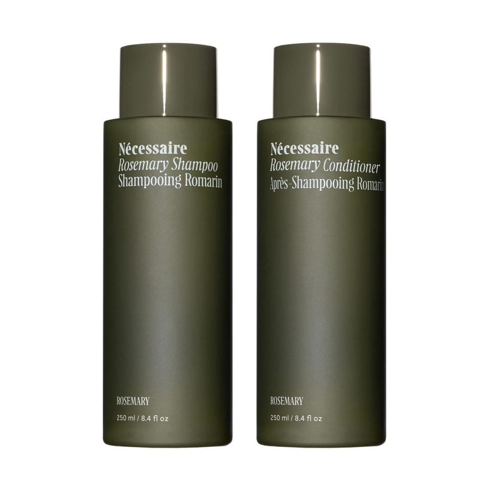 Shampoing Nécessaire Rosemary, bouteille élégante, parfum aromatique.