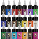 Neebol 21-color tattoo ink bottle group for versatile outlining and shading.