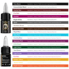 Neebol tattoo ink pigment swatches to choose shades before your session.