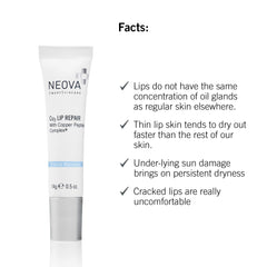 NEOVA Cu3 Lip Repair emballage clair et pratique pour l'achat.