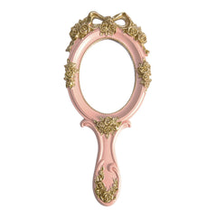 Nerien Miroir Portatif avec rose embosee, parfait pour retouches maquillage en déplacement