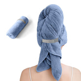 Netcken grande serviette microfibre pour cheveux bleu, enveloppe les longueurs avec absorption rapide.