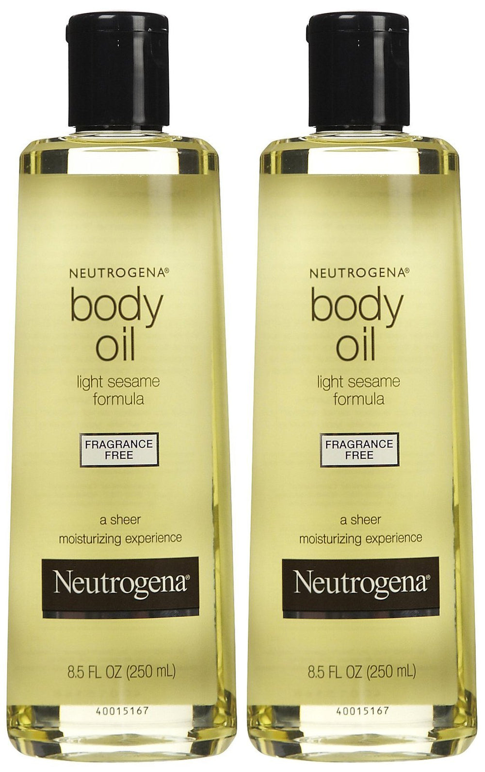 Huile corporelle Neutrogena sans parfum, bouteille élégante, hydratation rapide sans gras