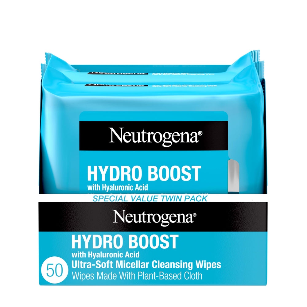 Neutrogena Hydro Boost Lingettes Micellaires Ultra Douces pour démaquiller et hydrater.