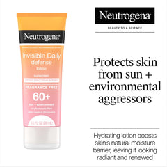 Neutrogena Invisible Daily Defense, sechage rapide, texture légère qui pénètre sans résidu.