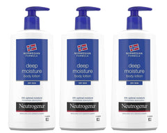 Lotion Neutrogena Deep Moisture dans sa bouteille, hydratation durable pour peau sèche